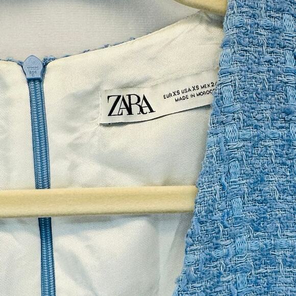 ZARA Deep V-Neck Tweed Romper in Sky Blue size XS – Blogger Favorite - Picture 10 of 10